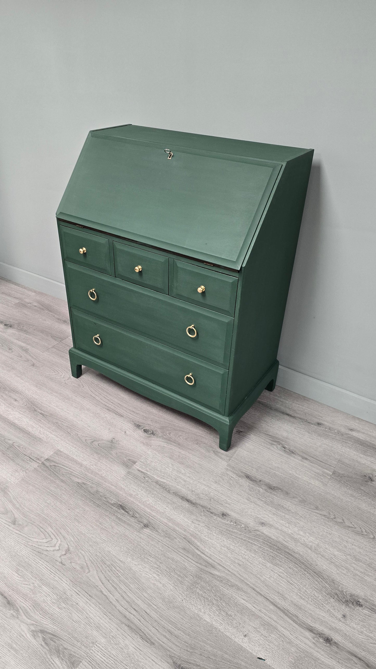 Stag Writing Bureau In Amsterdam Green With 5 Drawers