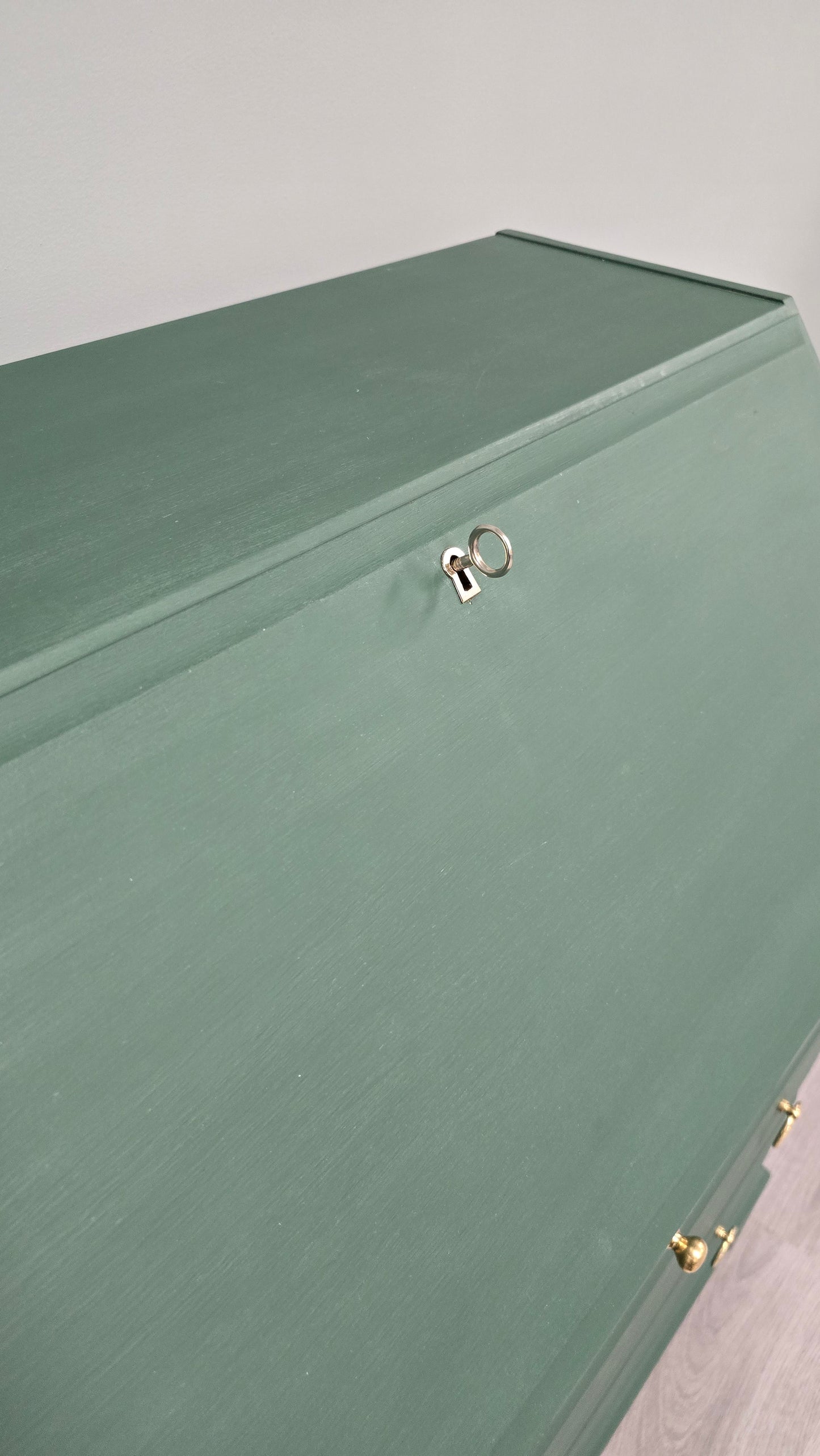 Stag Writing Bureau In Amsterdam Green With 5 Drawers