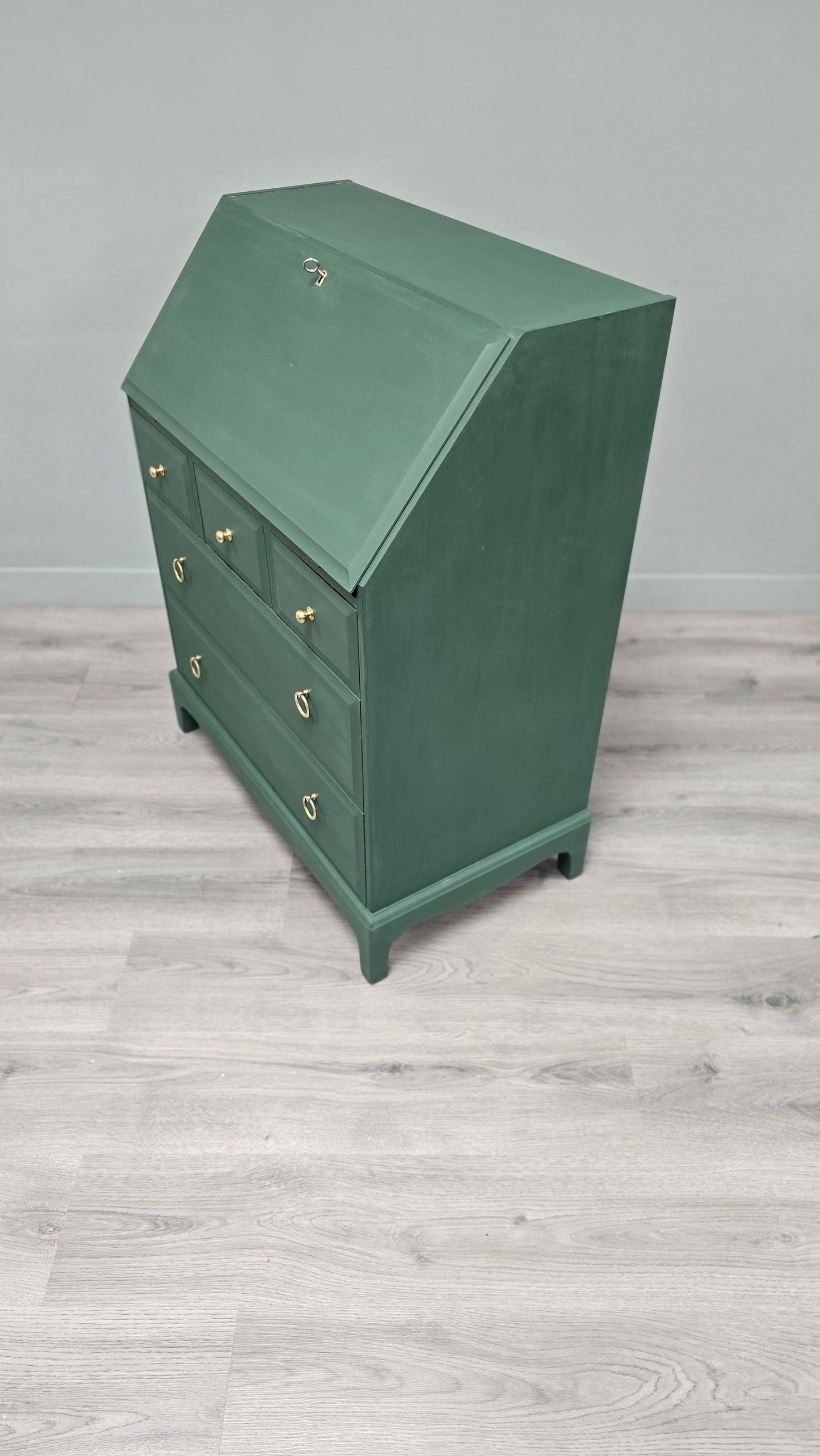 Stag Writing Bureau In Amsterdam Green With 5 Drawers