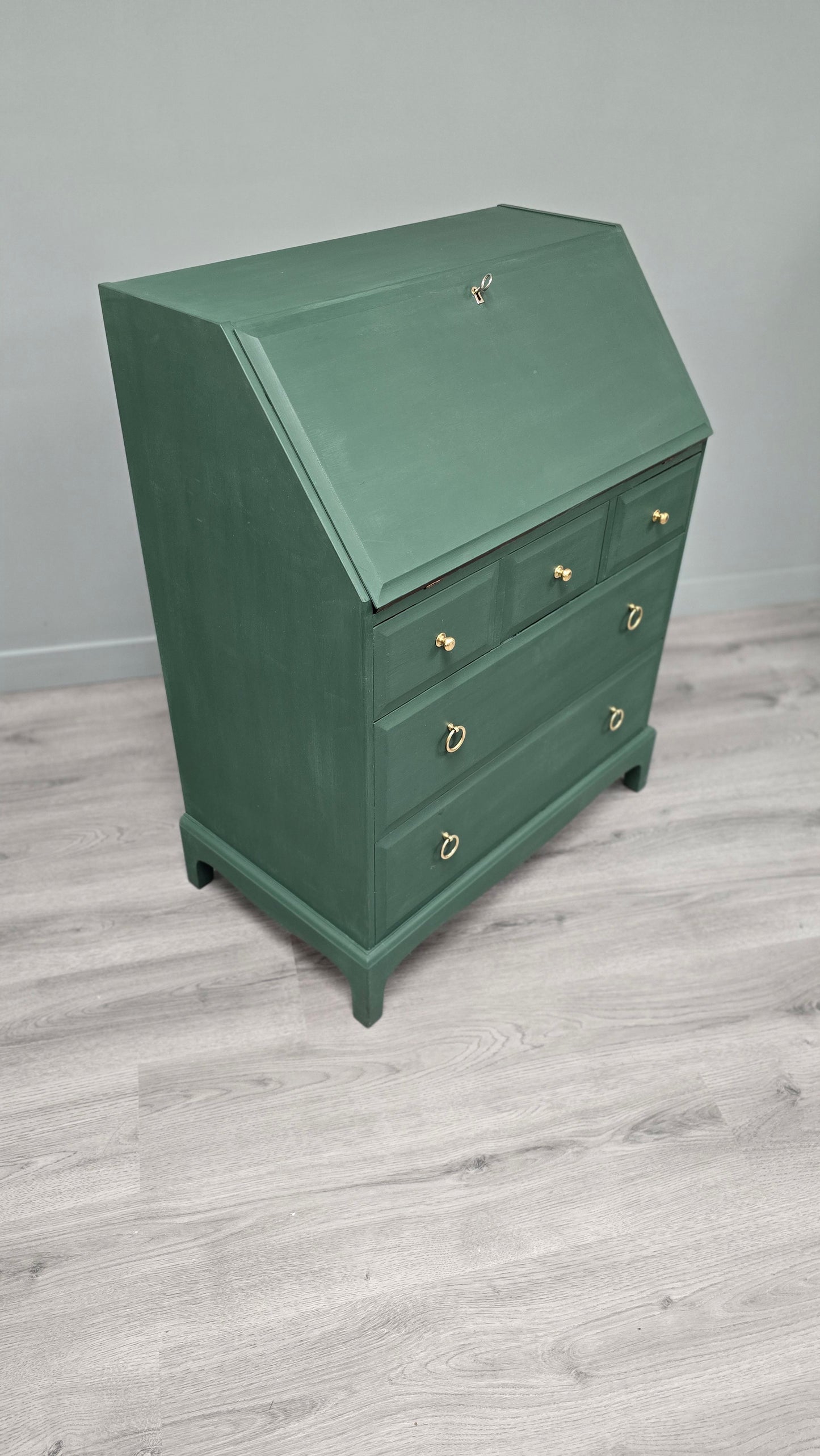 Stag Writing Bureau In Amsterdam Green With 5 Drawers