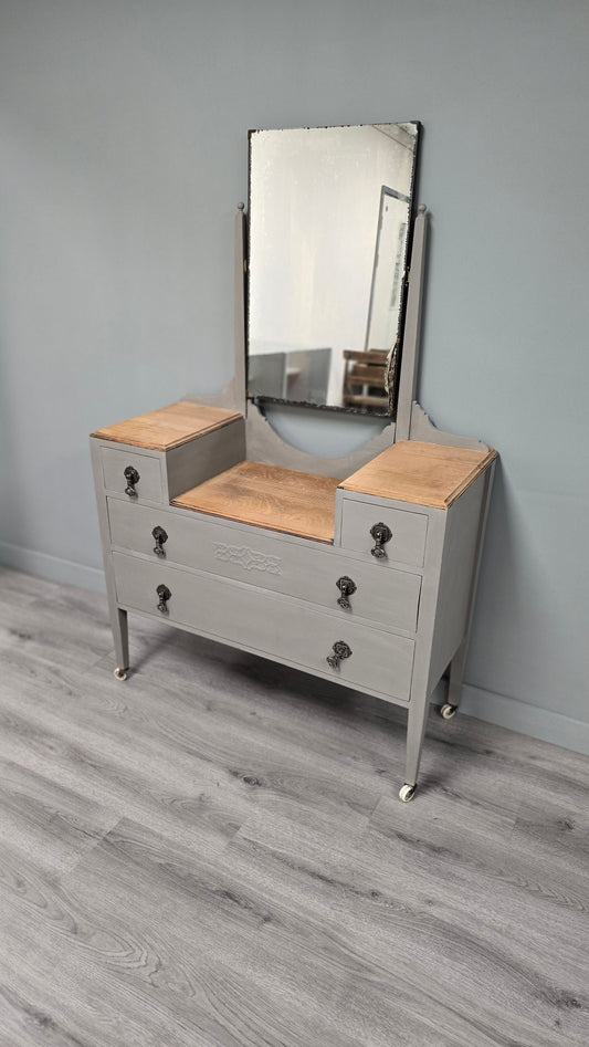 French Linen Grey Dressing Table with mirror