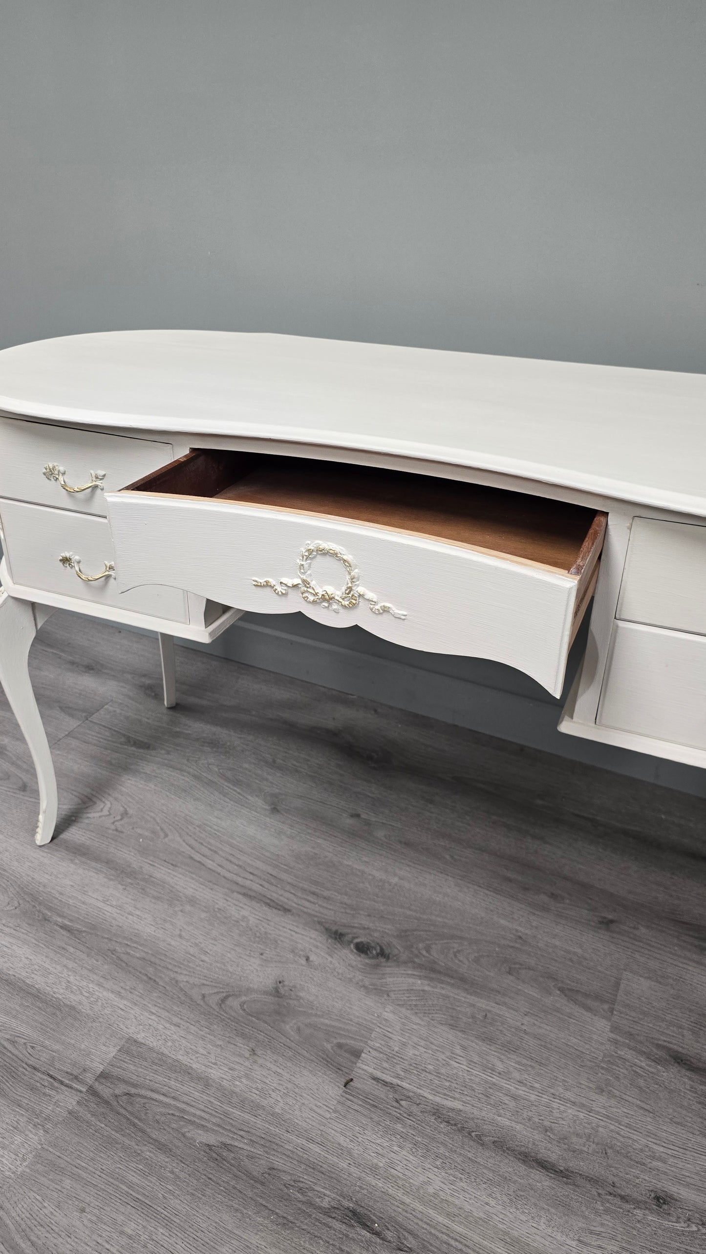 White Dressing Table with gold highlights