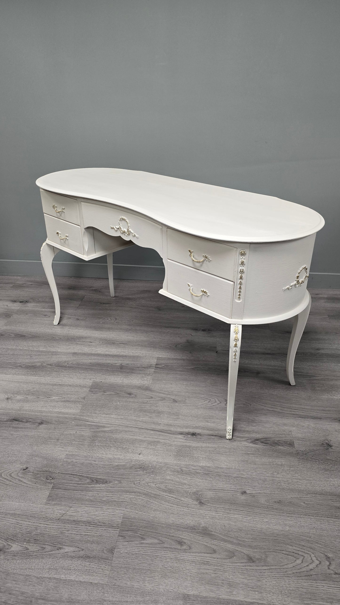White Dressing Table with gold highlights