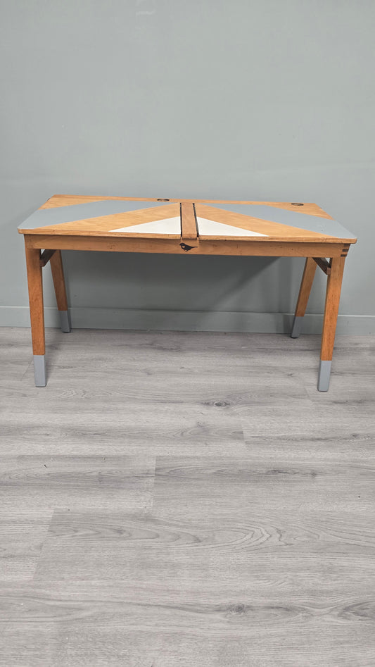 Vintage Beech School Desk with Chairs