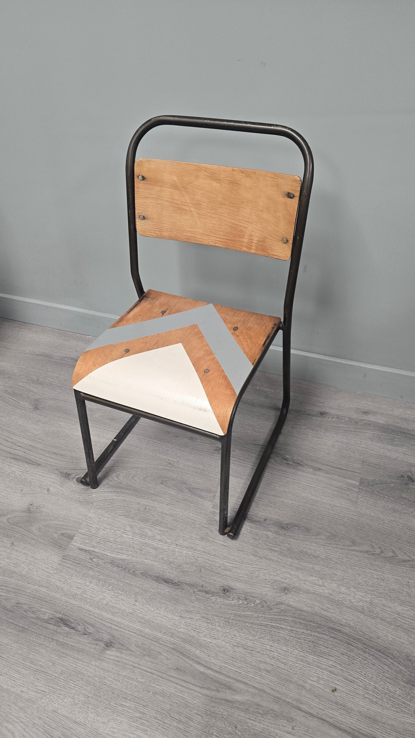 Vintage Beech School Desk with Chairs