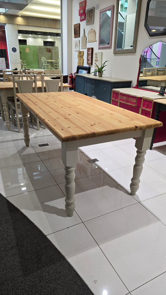 Pine dining table and Six chairs