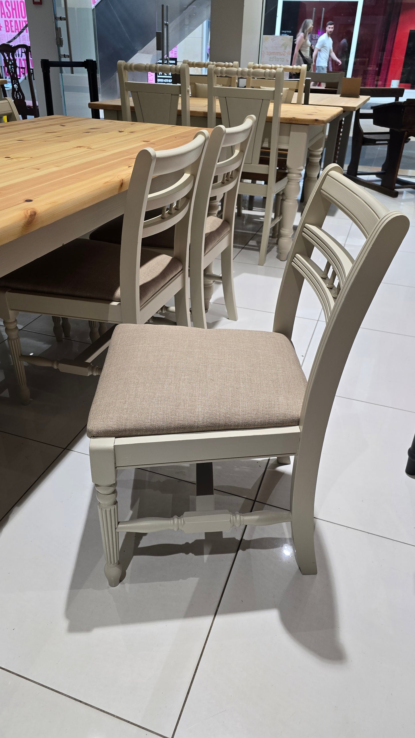 Pine dining table and Six chairs