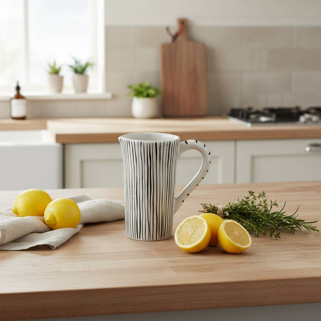 Striped Thin Ceramic Pitcher Jug