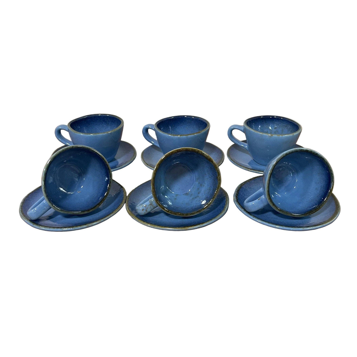 Tea Cup & Saucer Azure Blue X 6