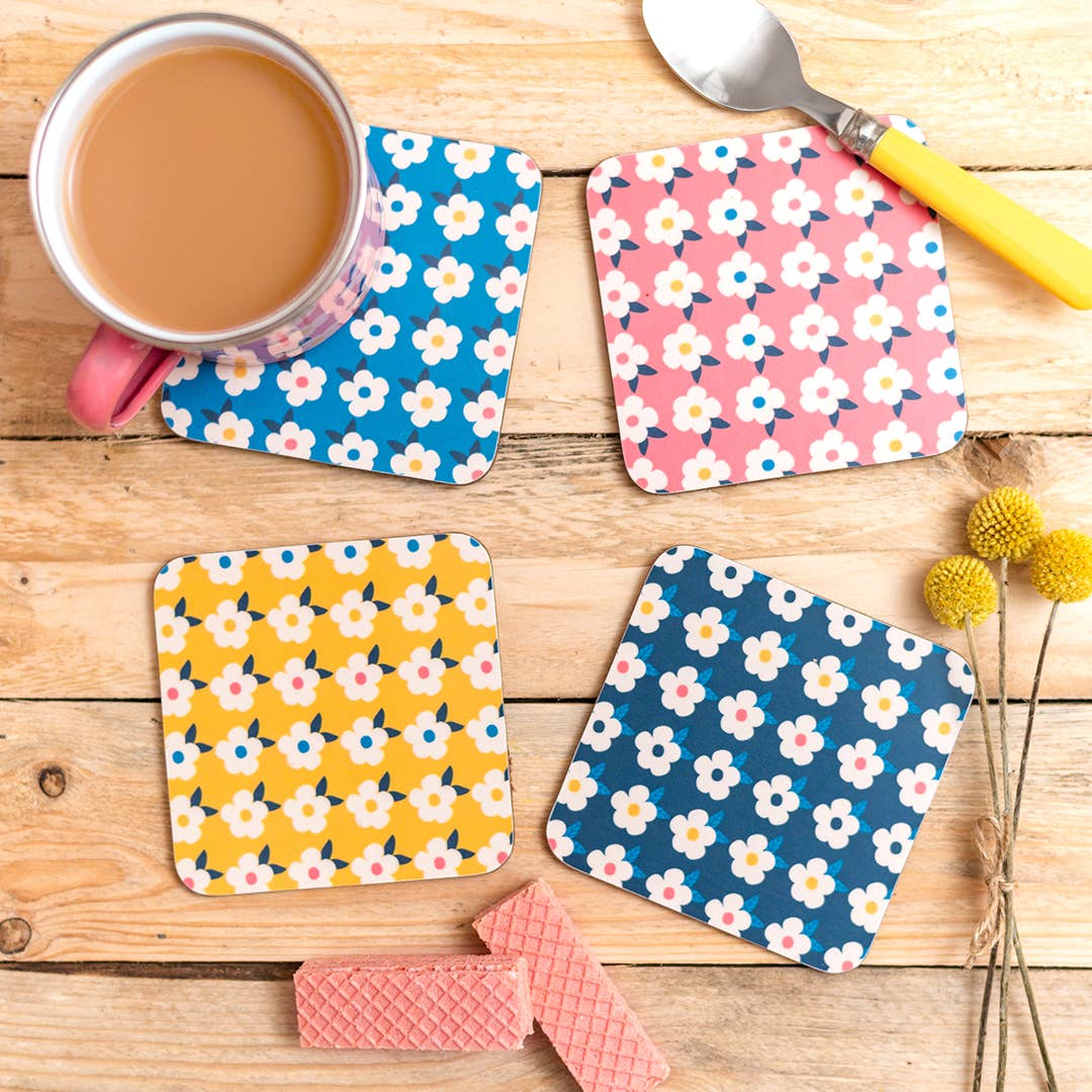 Retro Floral Colourful Coasters | Single Stylish Floral Gift