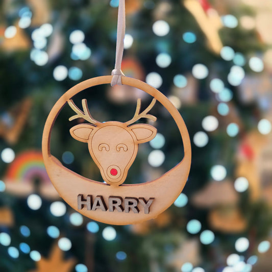 Personalised Rudolph bauble Christmas Decoration