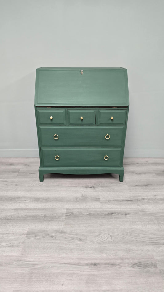 Stag Writing Bureau In Amsterdam Green With 5 Drawers