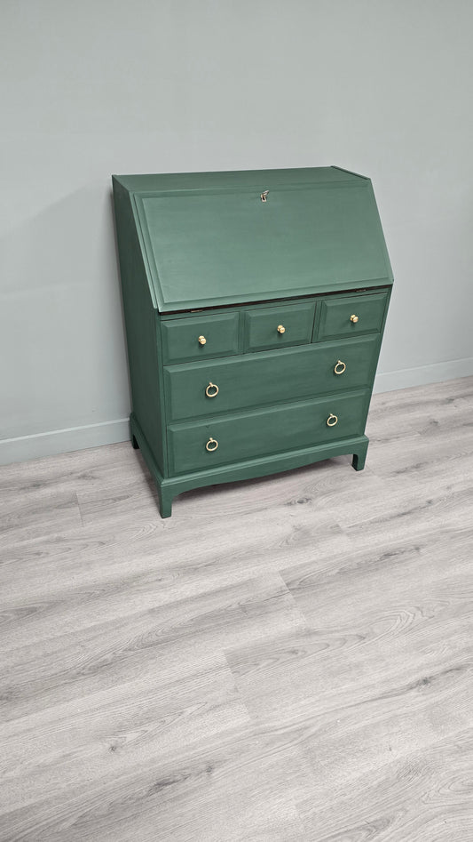 Stag Writing Bureau In Amsterdam Green With 5 Drawers