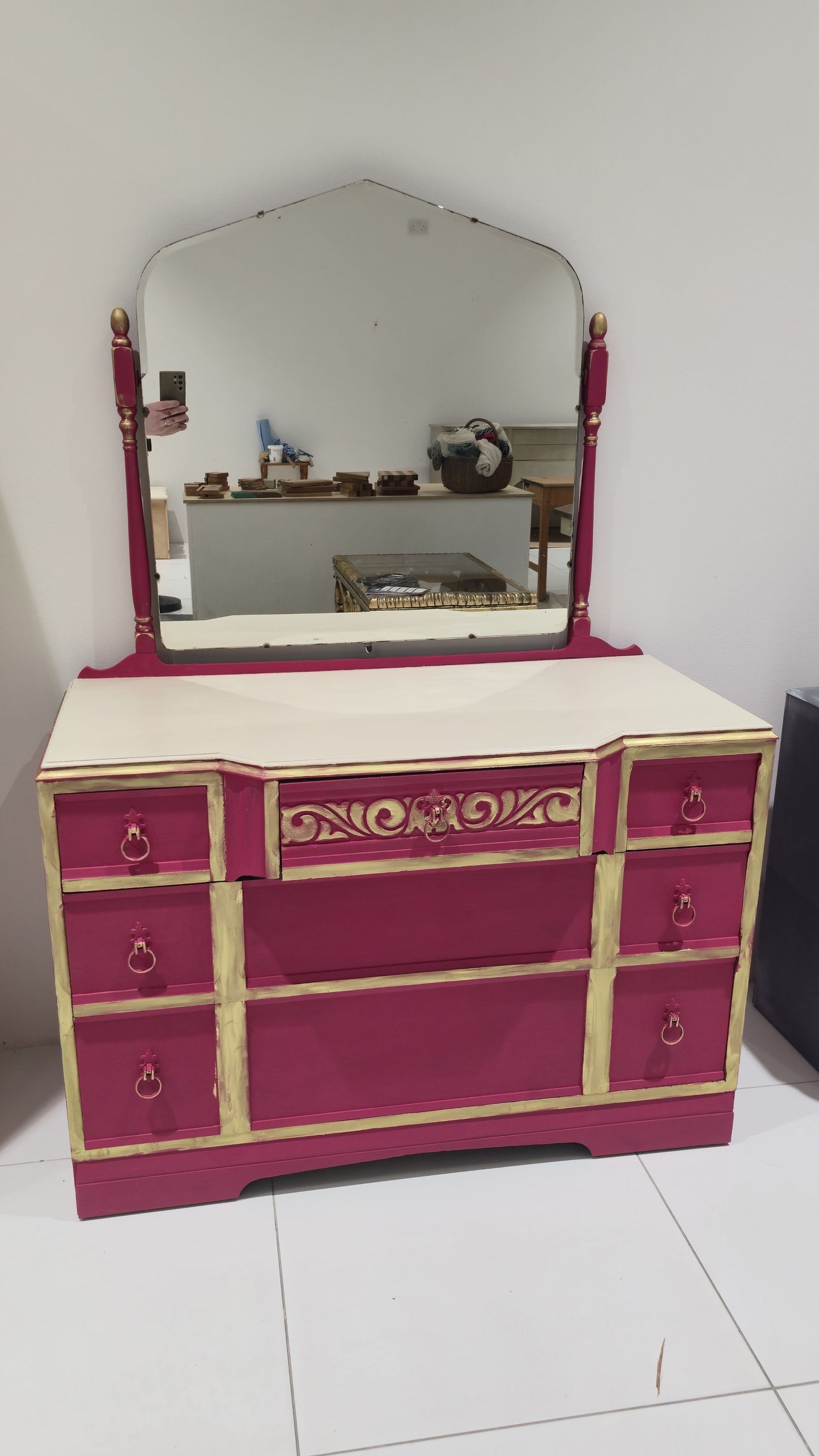 Capri Pink Dresser with Mirror