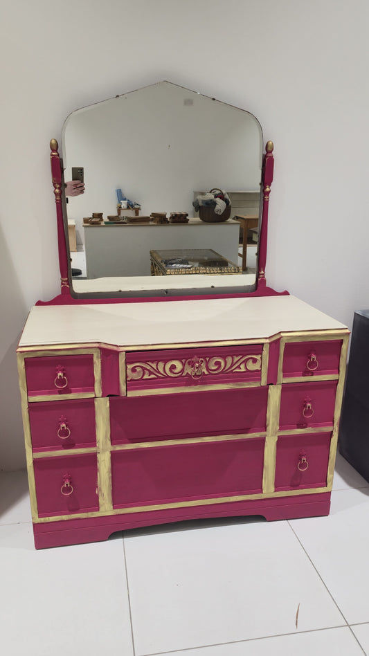 Capri Pink Dresser with Mirror