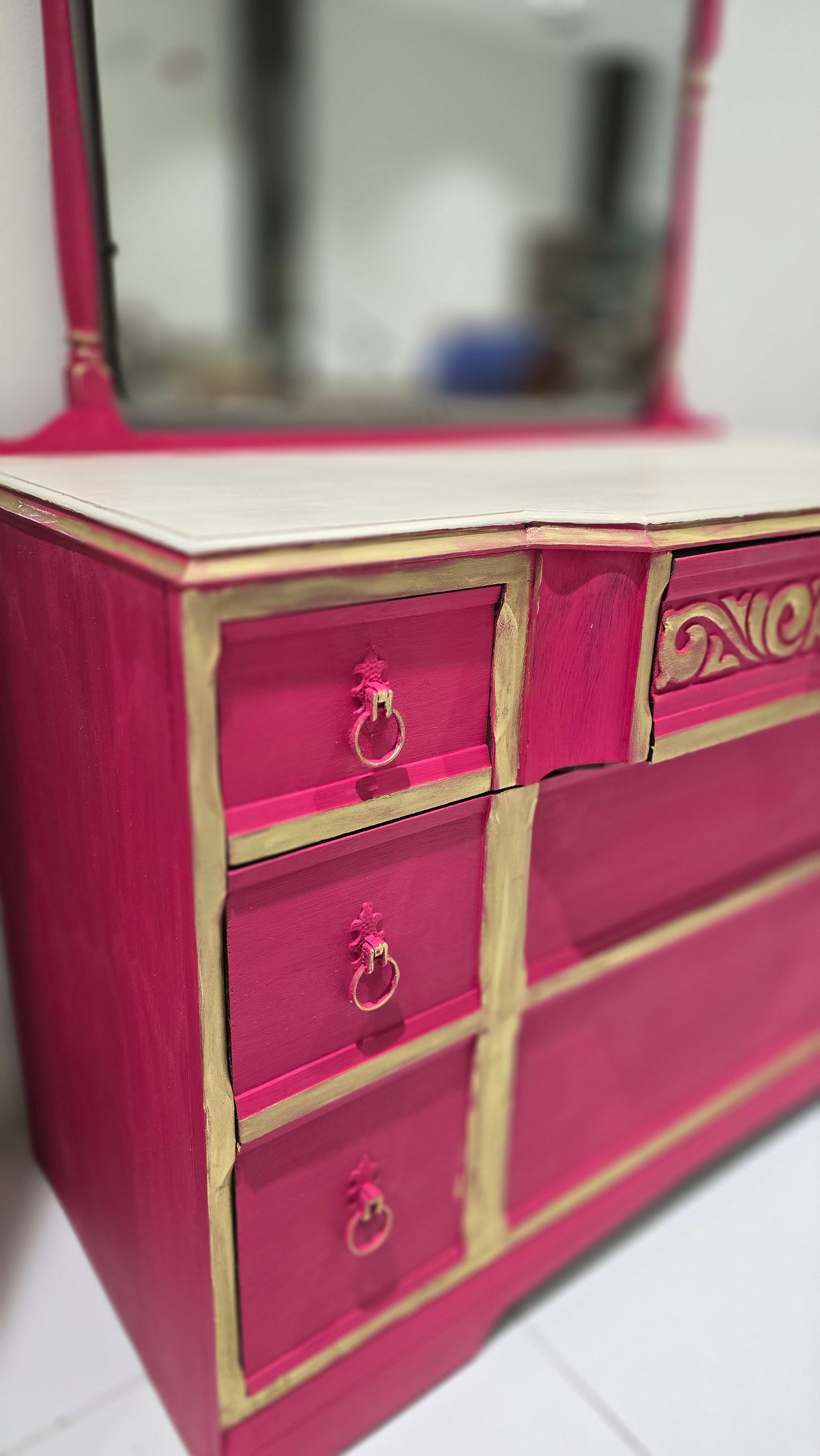 Capri Pink Dresser with Mirror