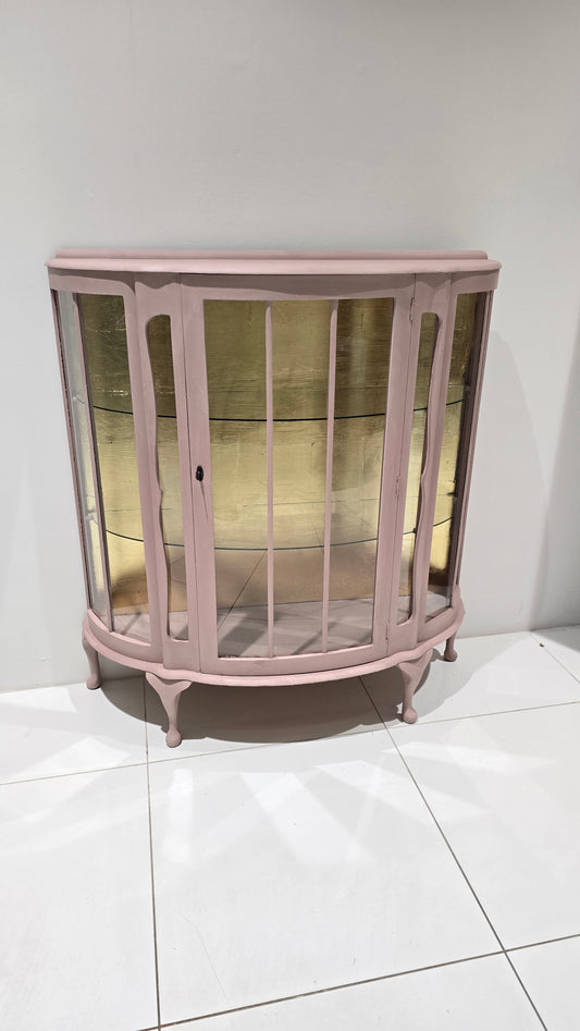 Jaipur pink and Gold Glass display Cabinet