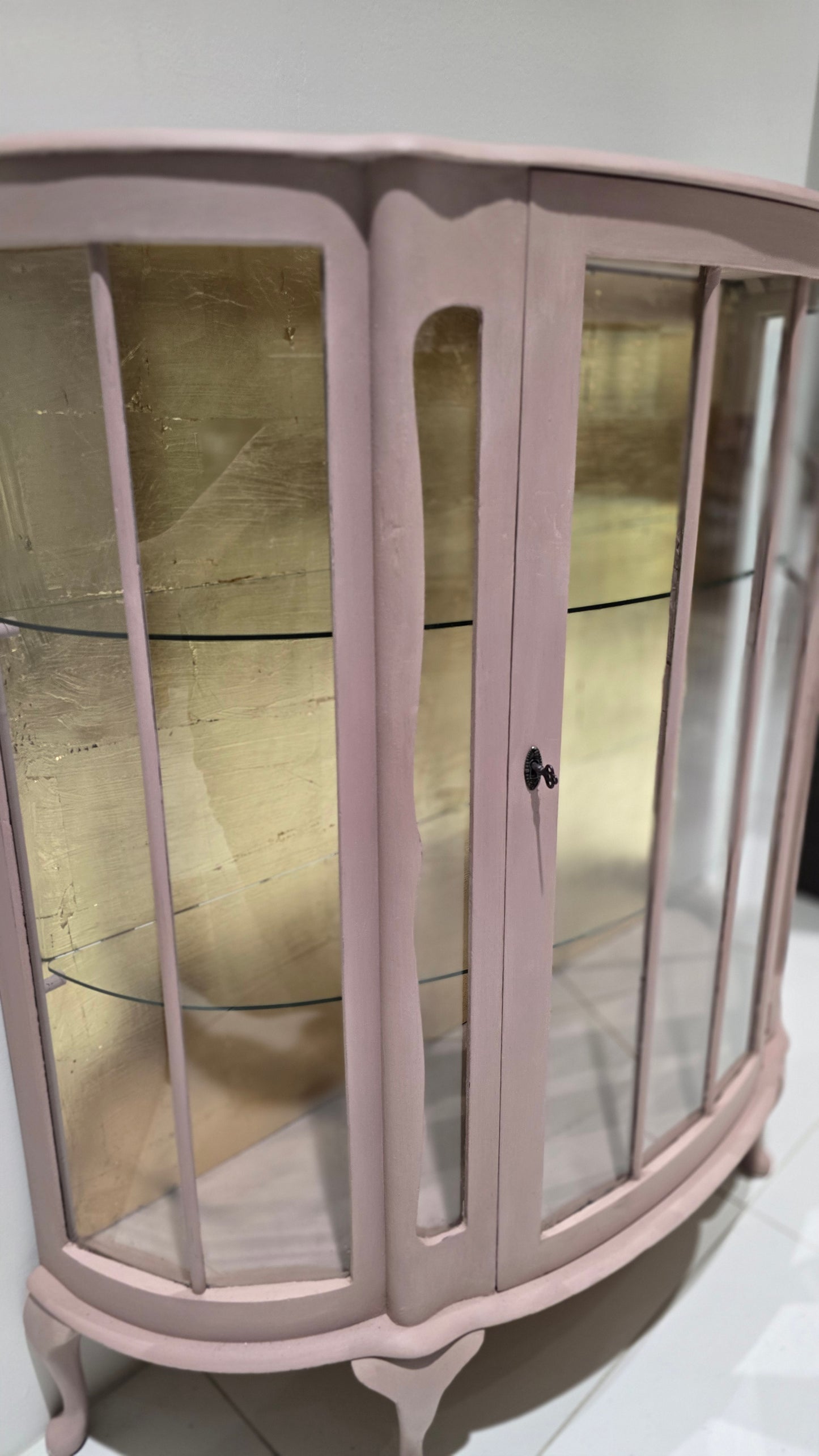 Jaipur pink and Gold Glass display Cabinet