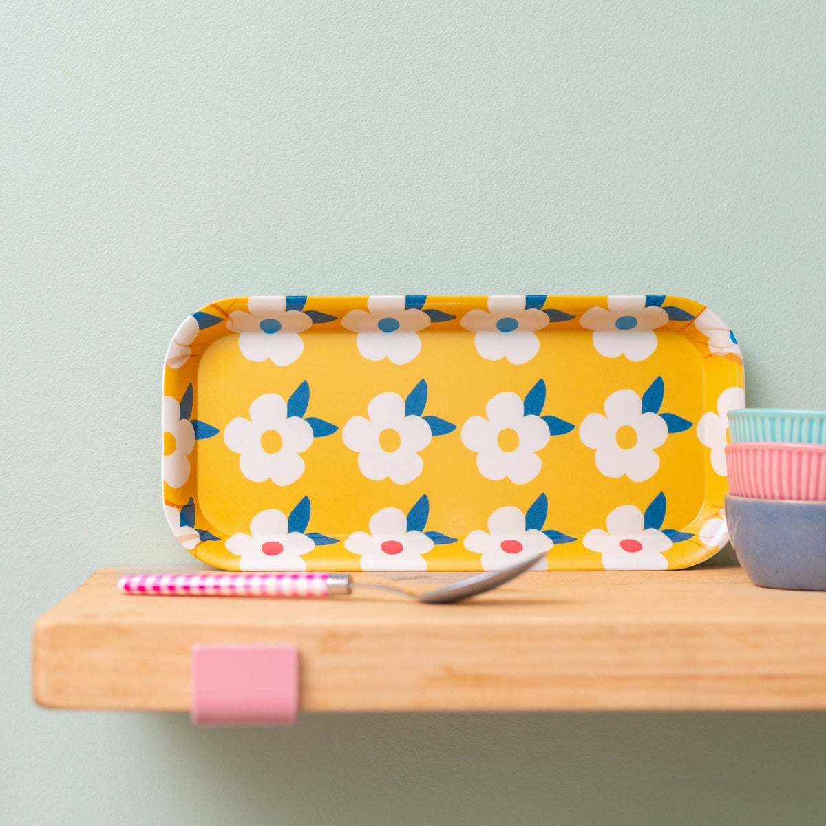 Tray Retro Floral Yellow Colourful | Summer Home Kitchen