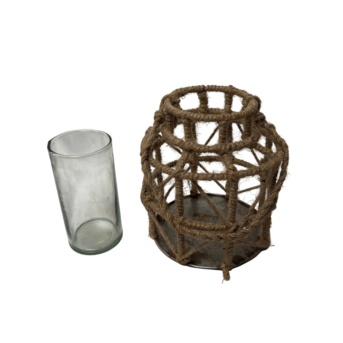Rustic Hanging Lantern with Jute Outlet