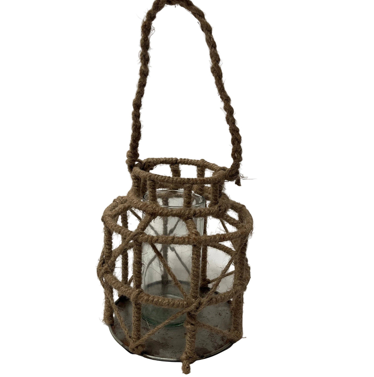 Rustic Hanging Lantern with Jute Outlet