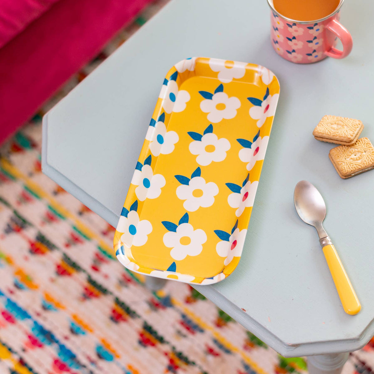 Tray Retro Floral Yellow Colourful | Summer Home Kitchen