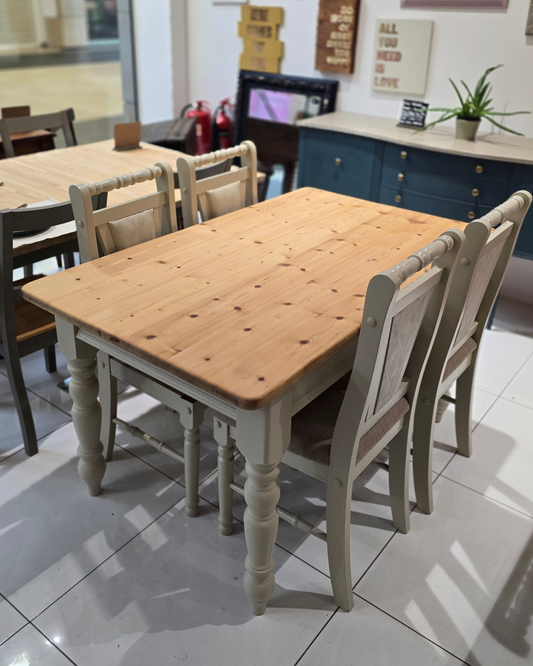 Pine dining table and 4 chairs