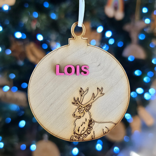 Personalised Reindeer bauble Christmas Decoration