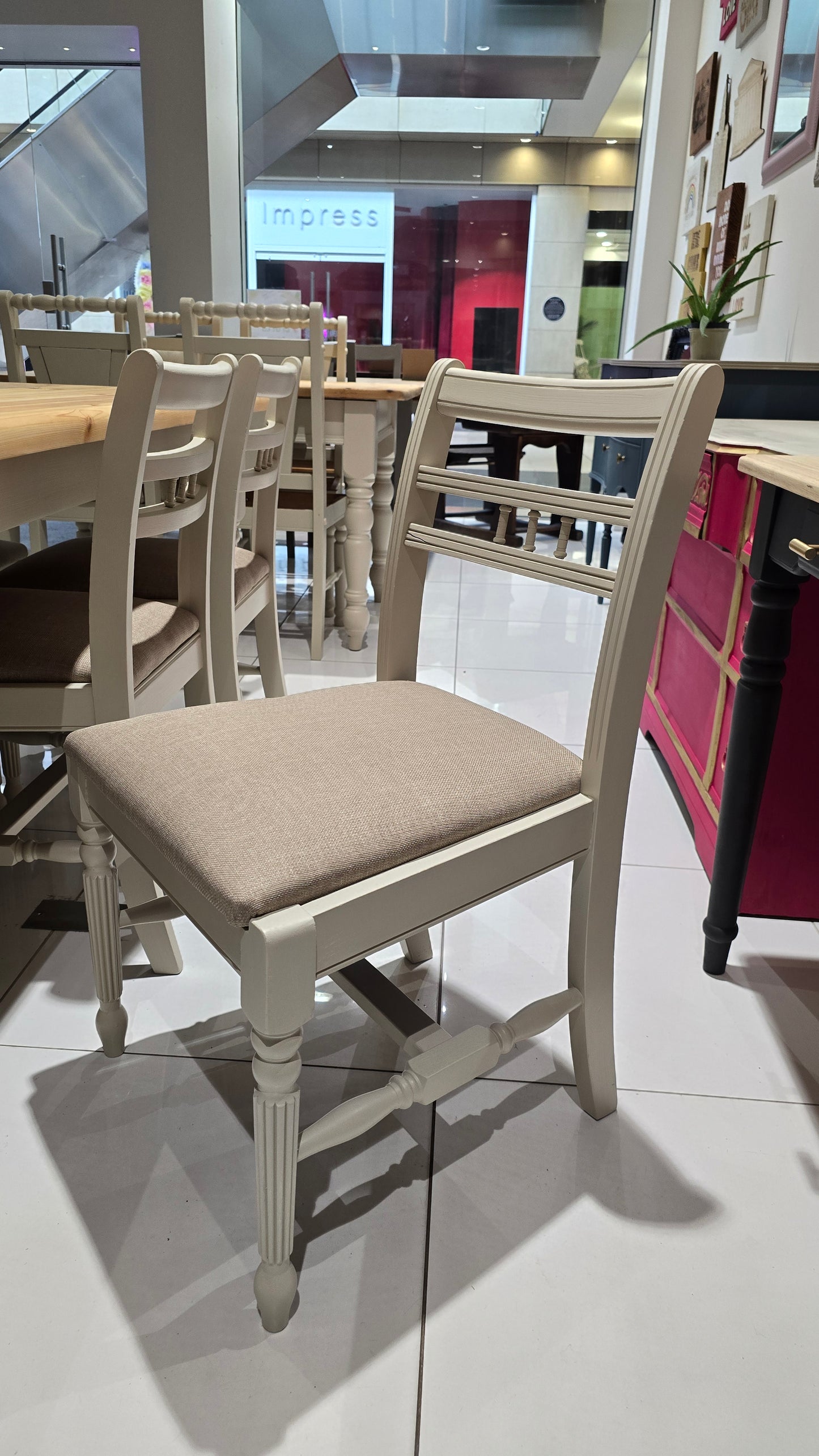 Pine dining table and Six chairs