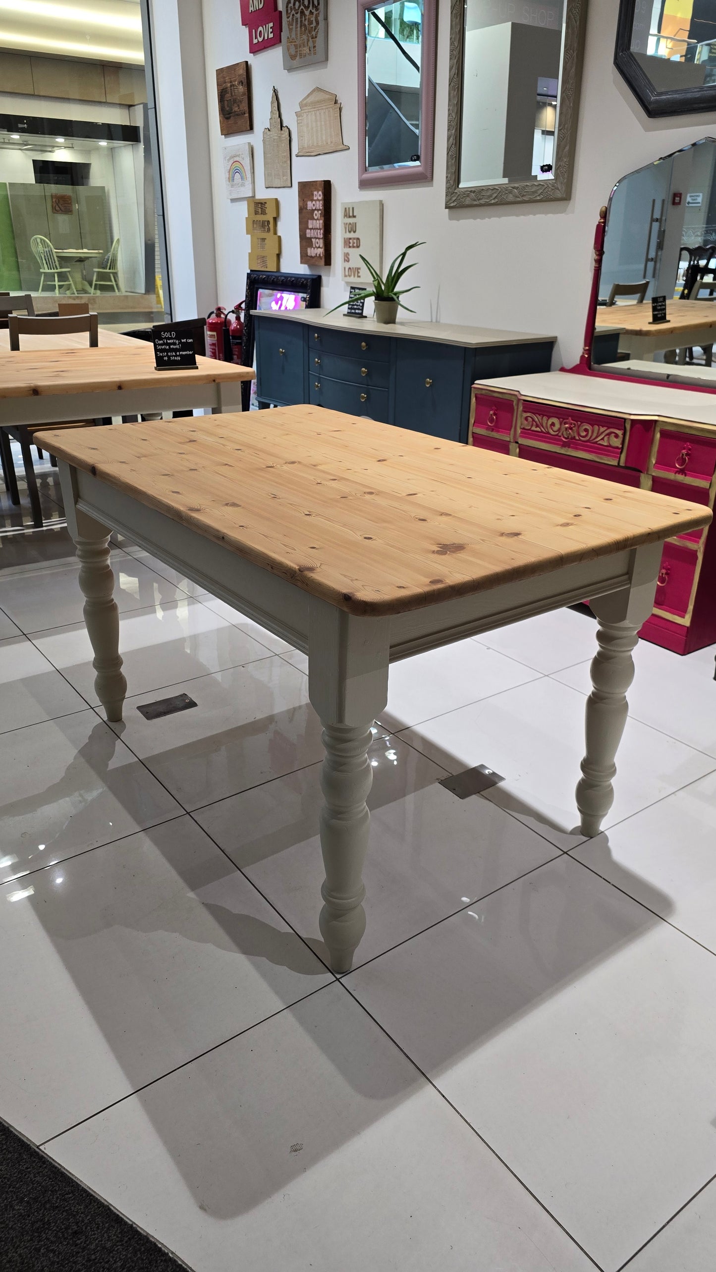 Pine dining table and 4 chairs